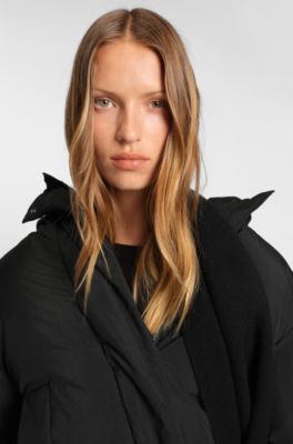 Regular-fit jacket in crinkle fabric, Black