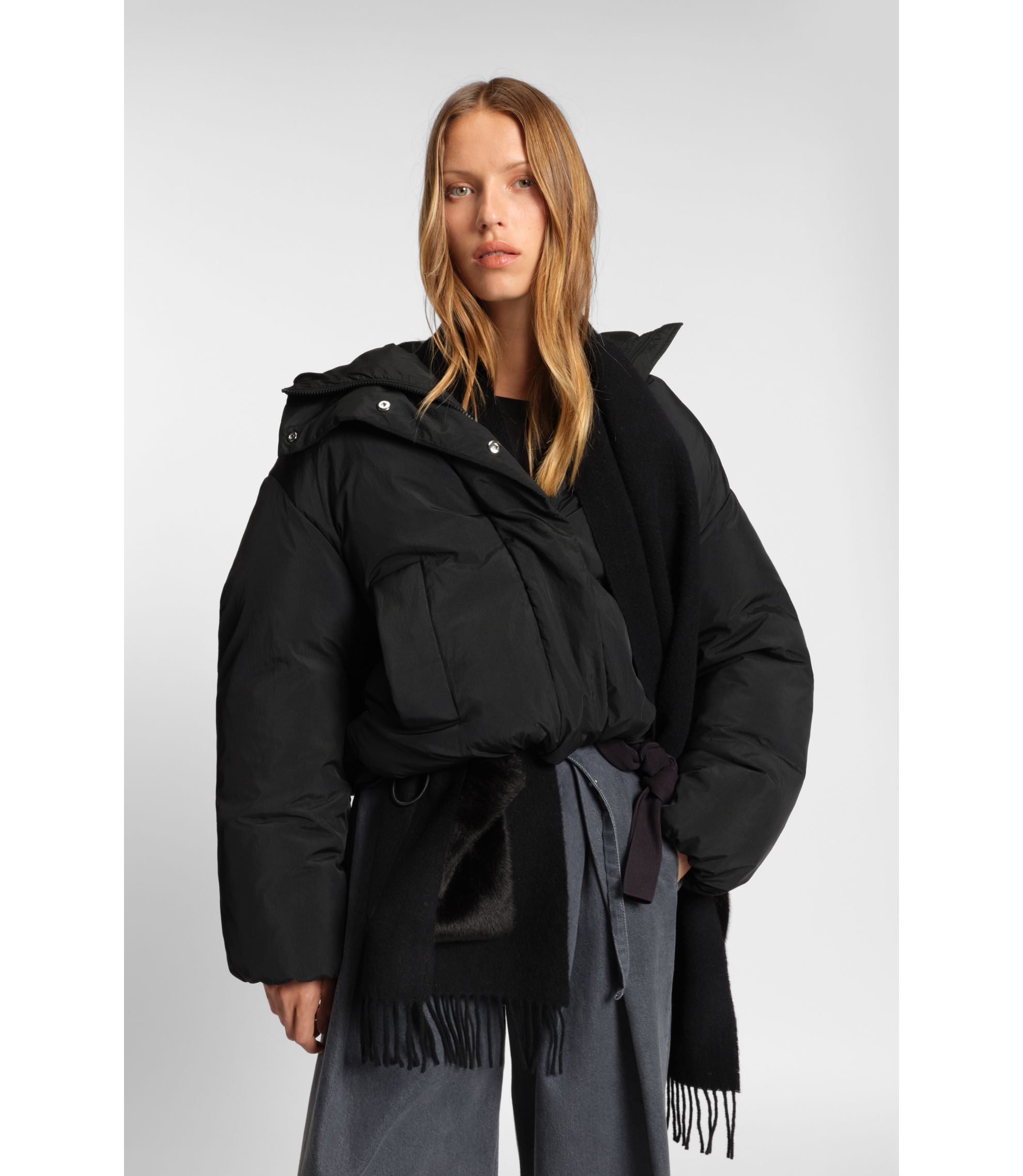 Regular-Fit Jacke aus Knitter-Gewebe