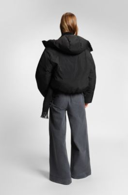 Regular-fit jacket in crinkle fabric, Black