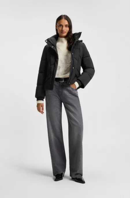 Padded jacket with hood and piped details