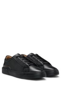 Gary leather trainers with hidden laces, Black