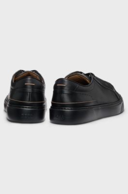 Gary trainers in brushed leather with elastic laces, Black