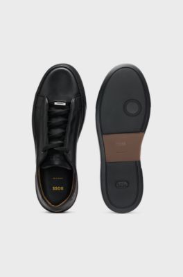 Gary Sneakers aus Leder mit verdeckten Schn&uuml;rsenkeln, Schwarz