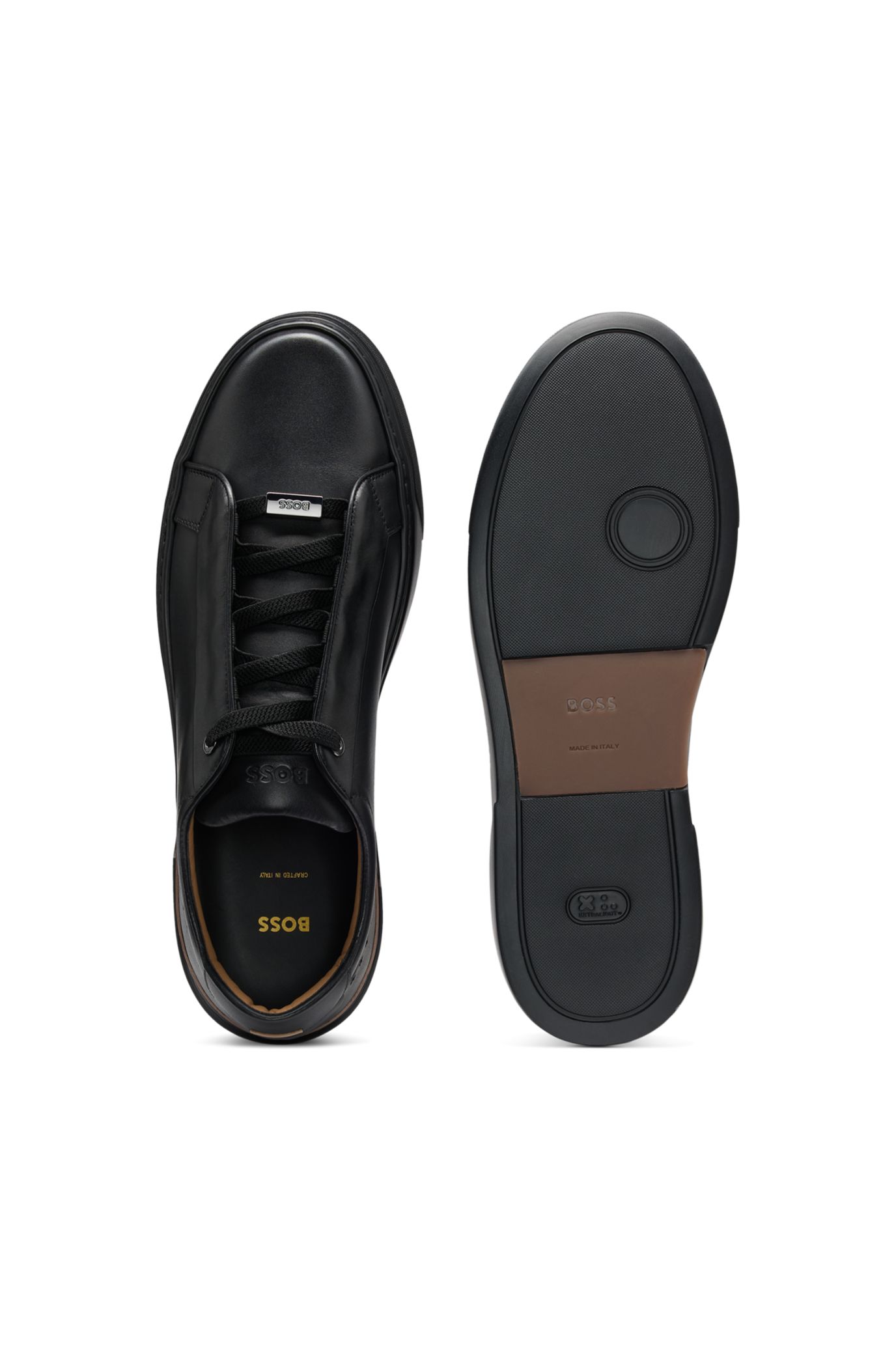 BOSS - Garyレザースニーカー コンシールシューレース - ブラック