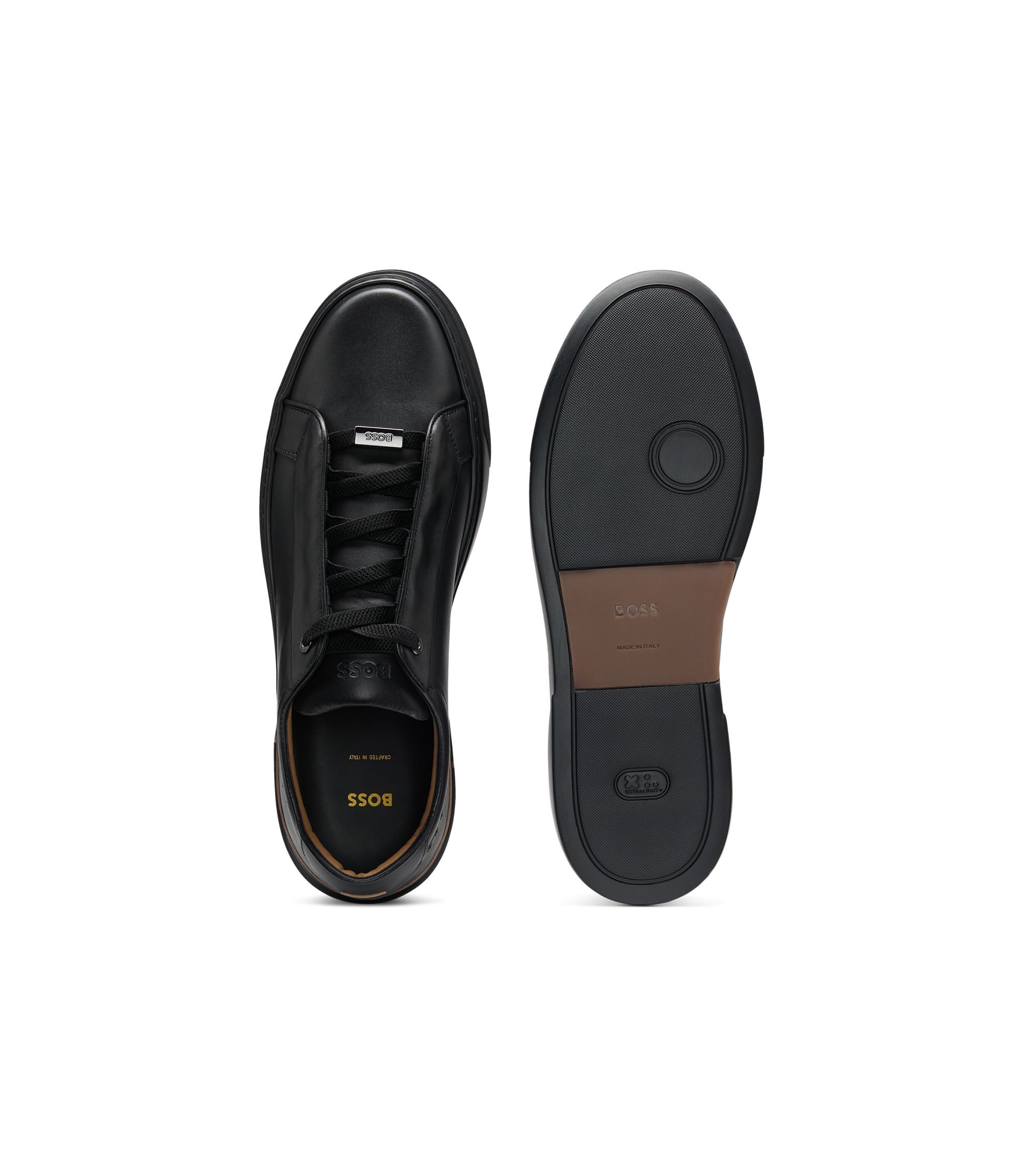 BOSS Gary Sneakers aus Leder mit verdeckten Schnürsenkeln Schwarz