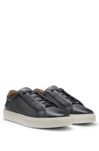 Gary leather trainers with hidden laces, Dark Grey