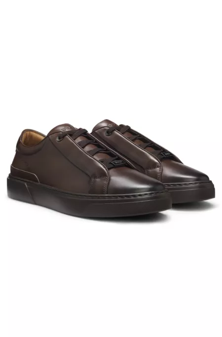 Gary trainers in brushed leather with elastic laces