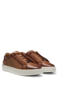 Gary leather trainers with hidden laces, Brown