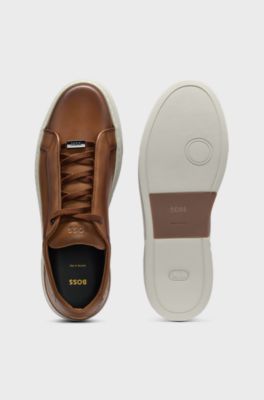 Gary leather trainers with hidden laces, Brown