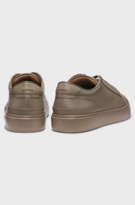 Gary trainers in brushed leather with elastic laces, Light Brown
