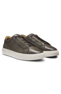 Gary leather trainers with hidden laces, Dark Green