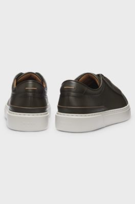 Gary trainers in brushed leather with elastic laces, Dark Green