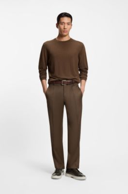 Italian-made leather trainers with concealed lacing, Dark Green