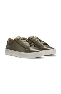 Gary leather trainers with hidden laces, Khaki