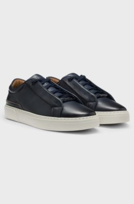 Gary leather trainers with hidden laces, Dark Blue