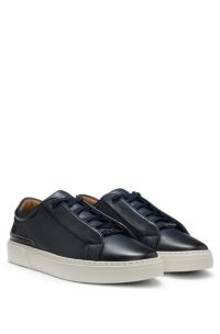 Gary leather trainers with hidden laces, Dark Blue