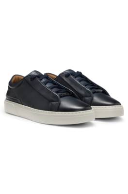 Italian-made leather trainers with concealed lacing 1