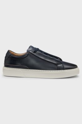 Gary leather trainers with hidden laces, Dark Blue