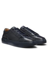 Gary trainers in brushed leather with elastic laces, Dark Blue