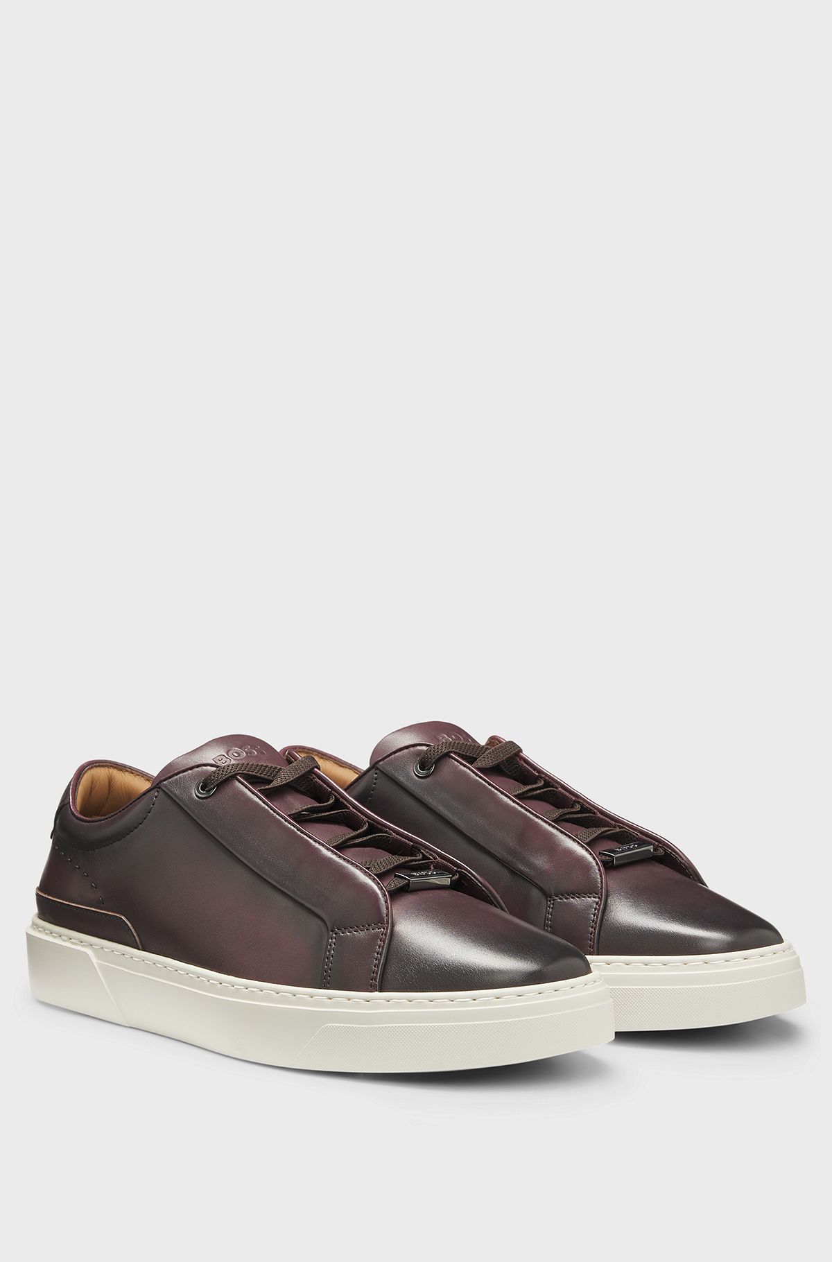 BOSS - Gary レザースニーカー コンシールシューレース - ダーク BOSS - Gary レザースニーカー コンシールシューレース - ダーク