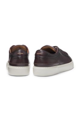 Gary leather trainers with hidden laces, Dark Red
