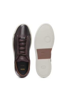 Gary leather trainers with hidden laces, Dark Red