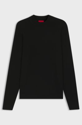 Slim-fit sweater with high neckline, Black