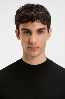 Slim-fit sweater with high neckline, Black