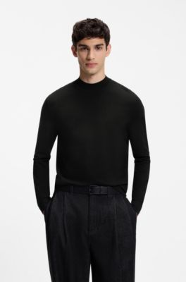 Slim-fit sweater with high neckline, Black