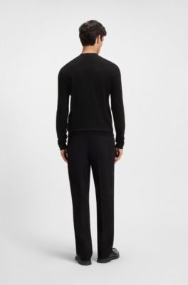 Slim-fit sweater with high neckline, Black