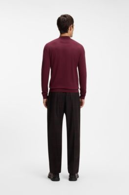 Slim-fit trui met hoge halslijn, Donkerrood