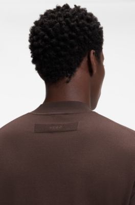 Slim-fit sweater with high neckline, Dark Brown