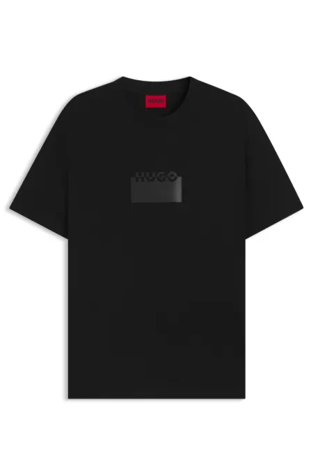 Cotton-jersey T-shirt with rubber logo print