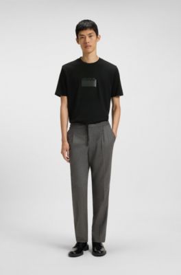 Cotton-jersey T-shirt with rubber logo print, Black