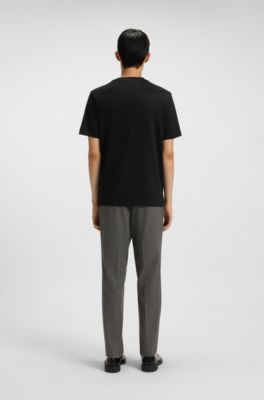 Cotton-jersey T-shirt with rubber logo print, Black
