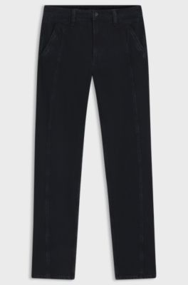 Barrel-leg jeans in blue-black soft denim, Dark Blue