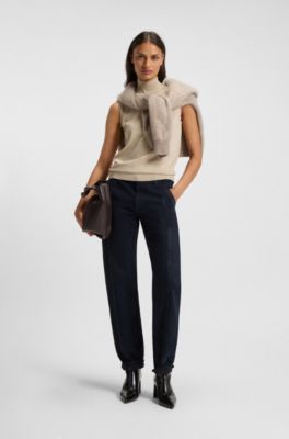 Barrel-leg jeans in blue-black soft denim, Dark Blue