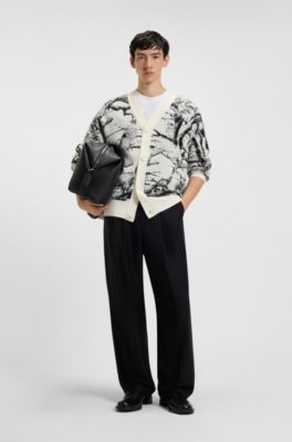 Oversized-fit cardigan with jacquard pattern, Patterned