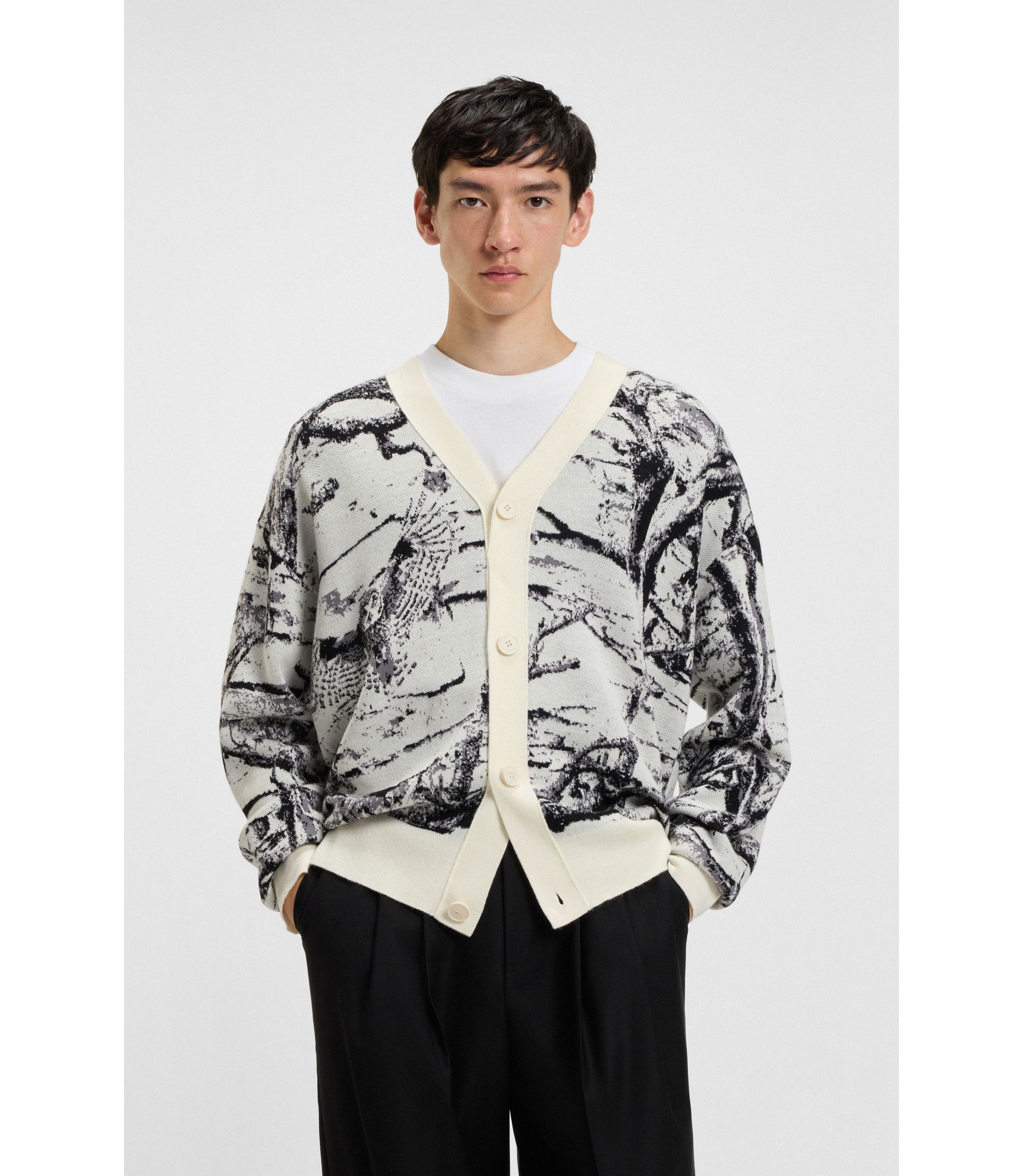 Oversized Strickjacke mit Jacquard-Muster