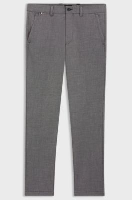 Slim-fit trousers in melange stretch fabric, Dark Grey