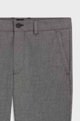 Slim-fit trousers in melange stretch fabric, Dark Grey