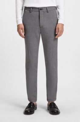 Pantaloni slim fit in tessuto elasticizzato m&eacute;lange, Grigio scuro