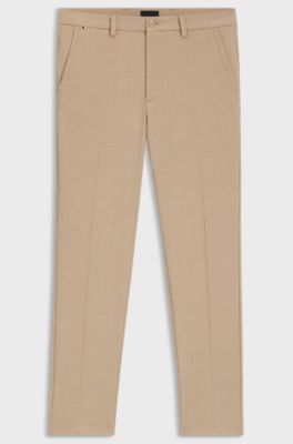 Slim-fit trousers in melange stretch fabric, Beige