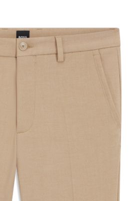 Slim-fit trousers in melange stretch fabric, Beige