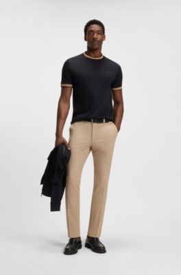 Slim-fit trousers in melange stretch fabric, Beige