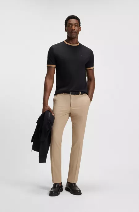 Slim-fit trousers in melange stretch fabric