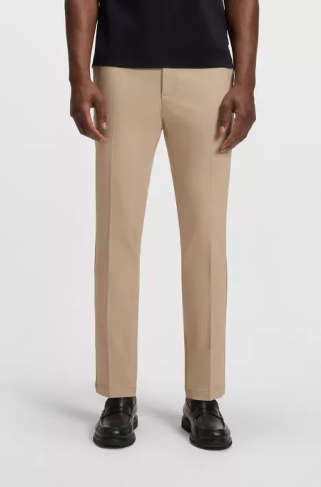 Slim-fit trousers in melange stretch fabric