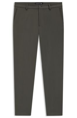 Porsche x BOSS modern-fit trousers in stretch satin, Dark Grey