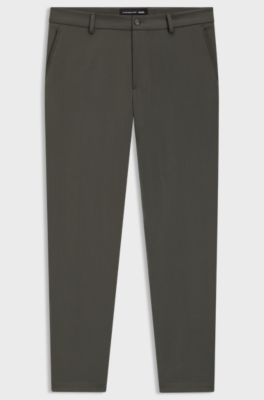Porsche x BOSS modern-fit trousers in stretch satin, Dark Grey