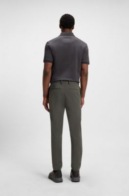 Porsche x BOSS modern-fit trousers in stretch satin, Dark Grey